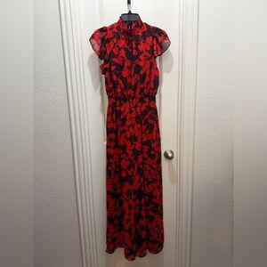 Cynthia Steffe Red and Black Floral Maxi Dress